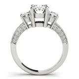White gold Marquise Three-Stone Diamond Ring with Pavé Band and Four-Prong Setting 2