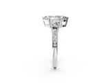White gold Marquise Three-Stone Diamond Ring with Pavé Band and Four-Prong Setting_8