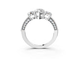 White gold Marquise Three-Stone Diamond Ring with Pavé Band and Four-Prong Setting_9