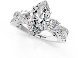 White gold Marquise Three-Stone Diamond Ring with Pavé Split Shank and Four-Prong Setting_101