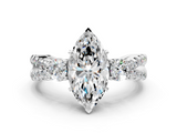 White gold Marquise Three-Stone Diamond Ring with Pavé Split Shank and Four-Prong Setting_101