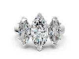 White gold Marquise Three-Stone Diamond Ring with Prong Setting on a Classic Band_15