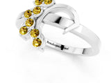 White gold Marquise Yellow Sapphire Cluster Bypass Ring with Prong Setting_19