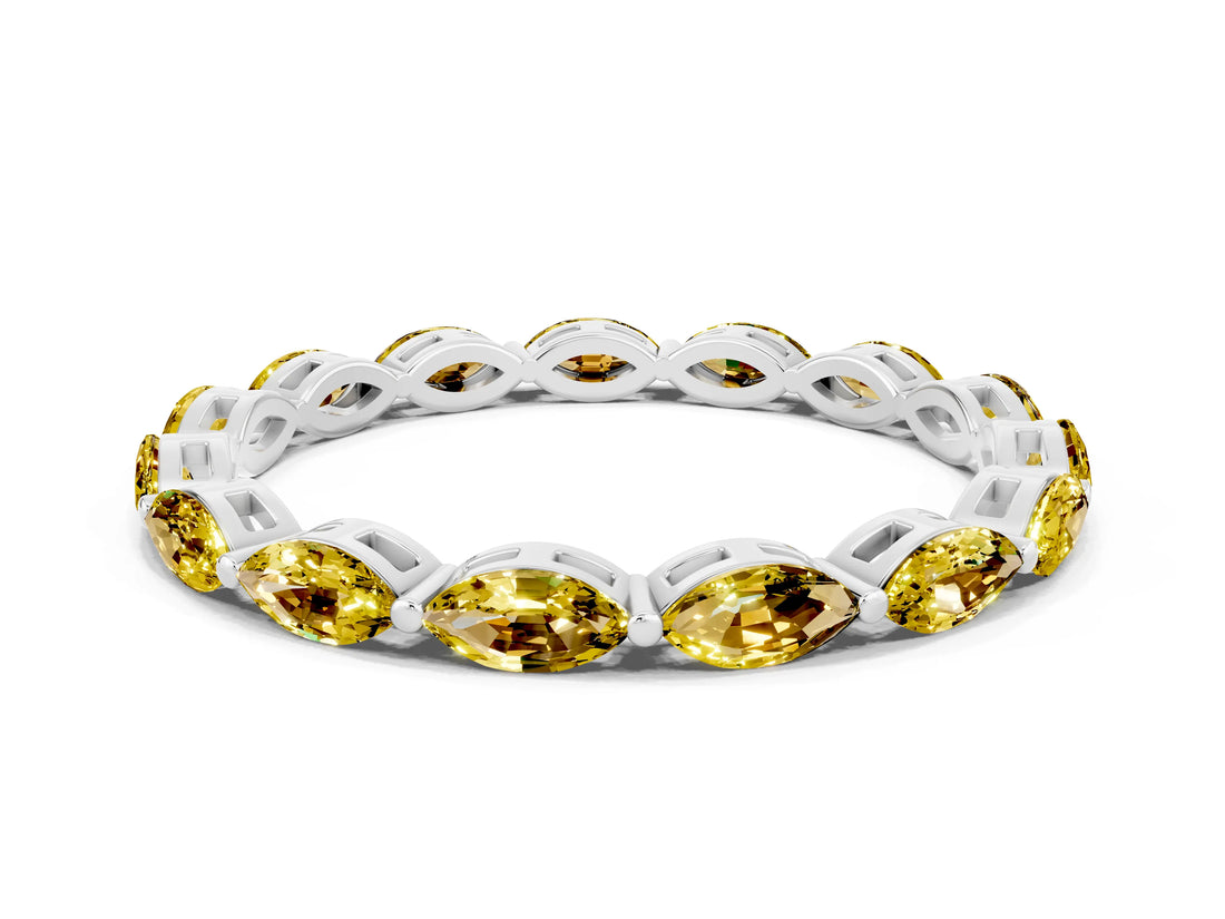 White gold Marquise Yellow Sapphire Eternity Band with U-Prong Setting_72