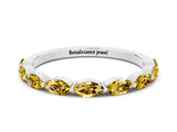 White gold Marquise Yellow Sapphire Half Eternity Band with Prong Setting_18