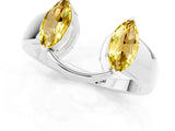 White gold Marquise Yellow Sapphire Open Band Ring with Tension Setting_19