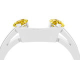 White gold Marquise Yellow Sapphire Open Band Ring with Tension Setting_22