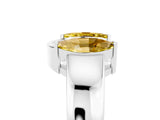 White gold Marquise Yellow Sapphire Open Band Ring with Tension Setting_23