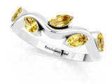 White gold Marquise Yellow Sapphire Twisted Band with Prong Setting_19