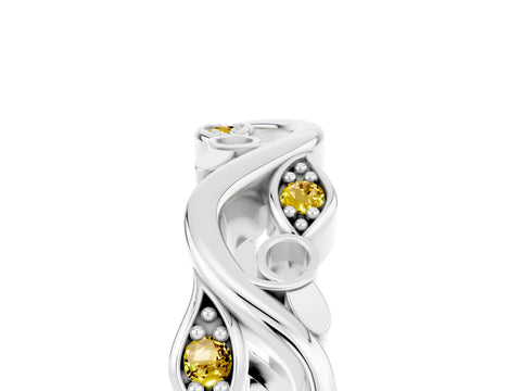 White gold Marquise Yellow Sapphire Vine Eternity Band with Bezel Setting_11
