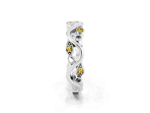 White gold Marquise Yellow Sapphire Vine Eternity Band with Bezel Setting_8