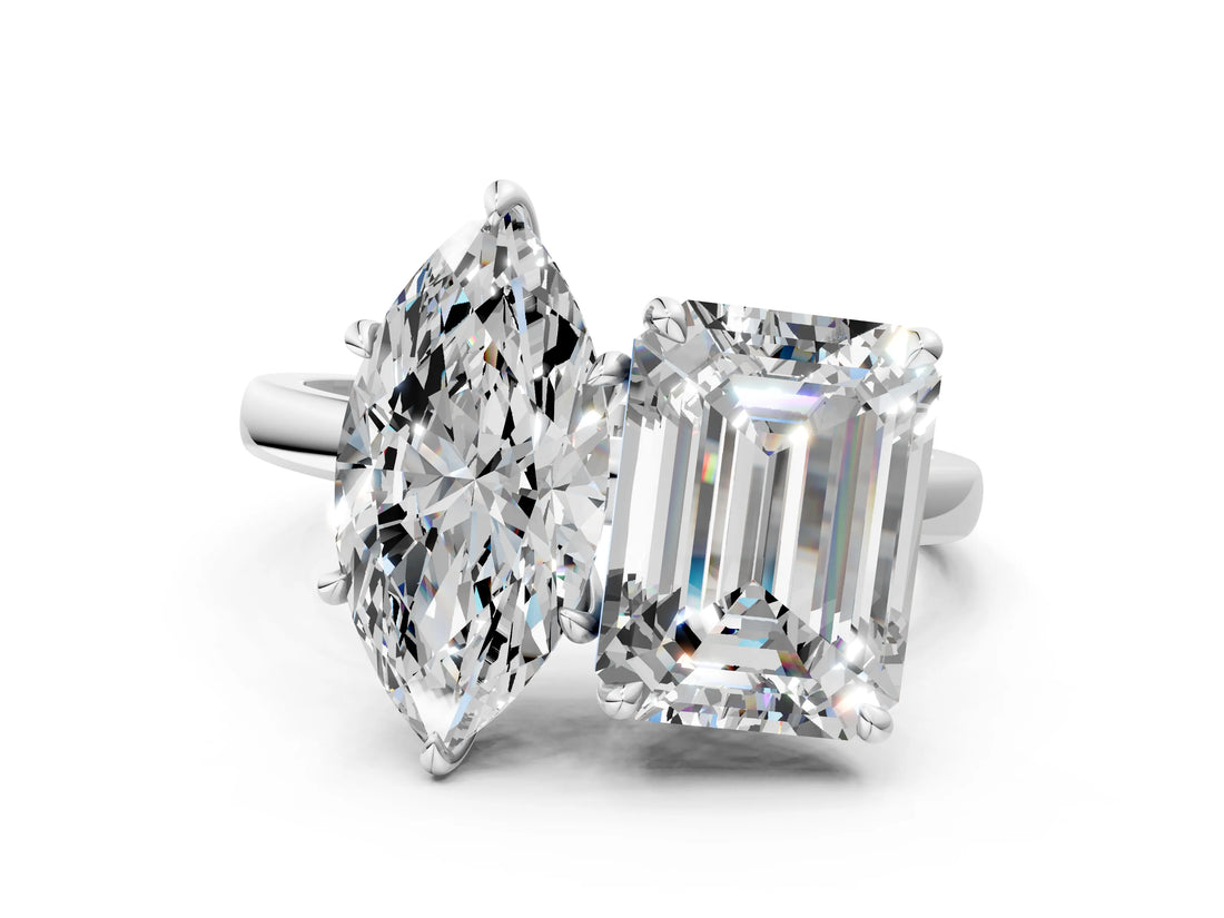 White gold Marquise and Emerald Cut Toi Moi Ring with Prong Setting_50