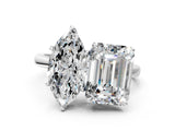White gold Marquise and Emerald Cut Toi Moi Ring with Prong Setting_50