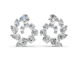 White gold Marquise and Pear Diamond Graduated Cluster Earrings