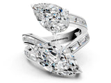 White gold Marquise and Pear Diamond Toi Moi Ring with Baguette Diamond Accents