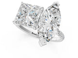 White gold Marquise and Princess Toi Moi Ring with Prong Setting and Micro Pave Band 1