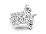White gold Marquise and Princess Toi Moi Ring with Prong Setting and Micro Pave Band