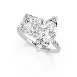 White gold Marquise and Princess Toi Moi Ring with Prong Setting and Pave Band 1