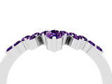 White gold Marquise and Round Amethyst Chevron Band with Prong Setting_10
