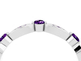 White gold Marquise and Round Amethyst Milgrain Band with Bezel Setting_10