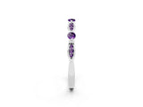 White gold Marquise and Round Amethyst Milgrain Band with Bezel Setting_20
