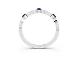 White gold Marquise and Round Amethyst Milgrain Band with Bezel Setting_9
