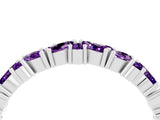 White gold Marquise and Round Amethyst Vine Eternity Band with Prong Setting_10
