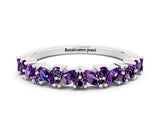 White gold Marquise and Round Amethyst Vine Eternity Band with Prong Setting_6