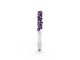White gold Marquise and Round Amethyst Vine Eternity Band with Prong Setting_8