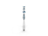 White gold Marquise and Round Aquamarine Milgrain Band with Bezel Setting_8