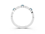 White gold Marquise and Round Aquamarine Milgrain Band with Bezel Setting_9