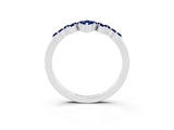 White gold Marquise and Round Blue Sapphire Chevron Band with Prong Setting_9