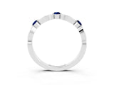 White gold Marquise and Round Blue Sapphire Milgrain Band with Bezel Setting_21
