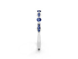 White gold Marquise and Round Blue Sapphire Milgrain Band with Bezel Setting_8