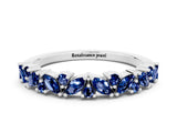 White gold Marquise and Round Blue Sapphire Vine Eternity Band with Prong Setting_6
