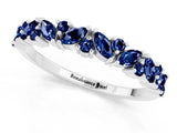 White gold Marquise and Round Blue Sapphire Vine Eternity Band with Prong Setting_7