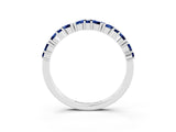 White gold Marquise and Round Blue Sapphire Vine Eternity Band with Prong Setting_9