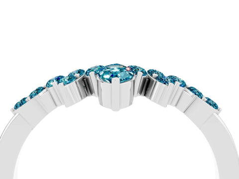 White gold Marquise and Round Blue Topaz Chevron Band with Prong Setting_10