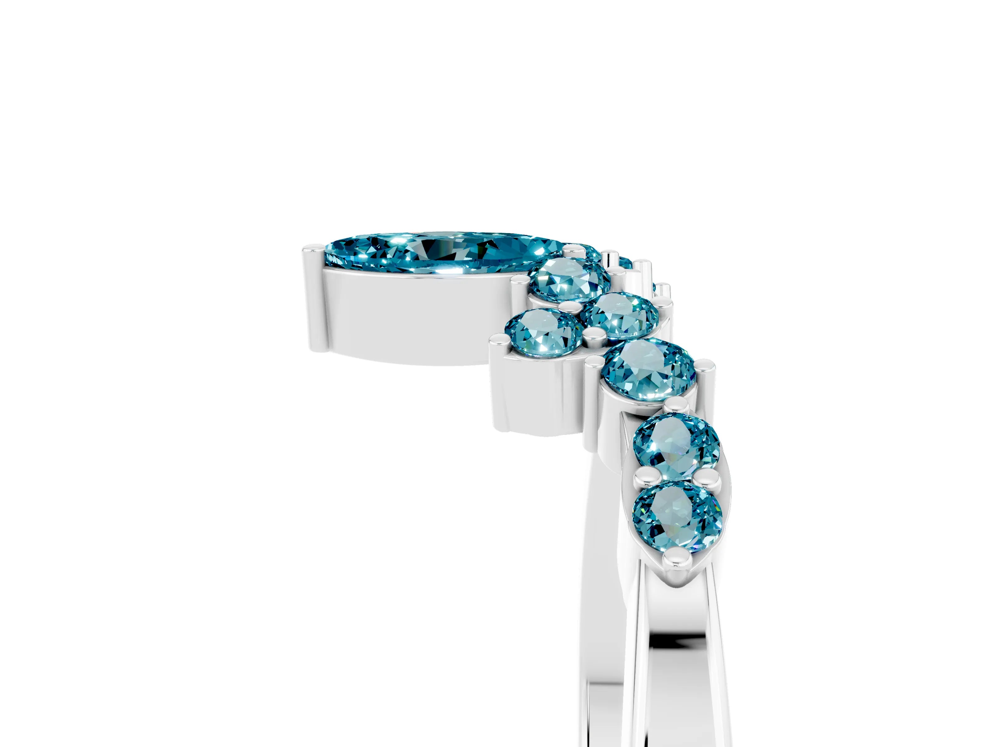 White gold Marquise and Round Blue Topaz Chevron Band with Prong Setting_11