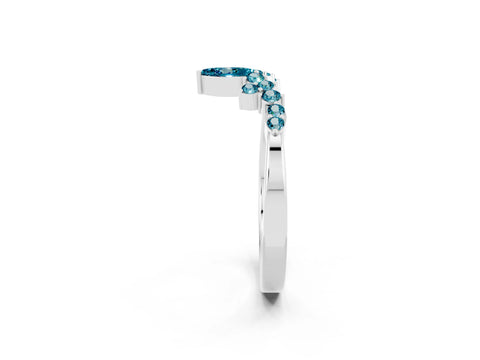 White gold Marquise and Round Blue Topaz Chevron Band with Prong Setting_8