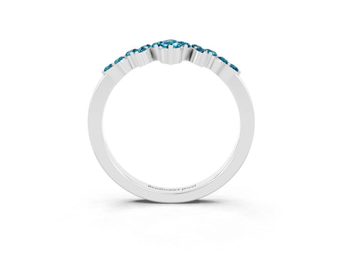 White gold Marquise and Round Blue Topaz Chevron Band with Prong Setting_9