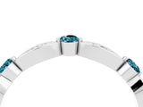 White gold Marquise and Round Blue Topaz Milgrain Band with Bezel Setting_10