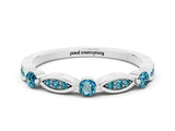 White gold Marquise and Round Blue Topaz Milgrain Band with Bezel Setting_6