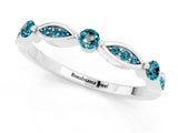 White gold Marquise and Round Blue Topaz Milgrain Band with Bezel Setting_7