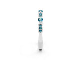 White gold Marquise and Round Blue Topaz Milgrain Band with Bezel Setting_8