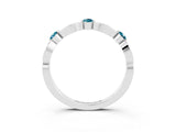 White gold Marquise and Round Blue Topaz Milgrain Band with Bezel Setting_9