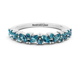 White gold Marquise and Round Blue Topaz Vine Eternity Band with Prong Setting_6