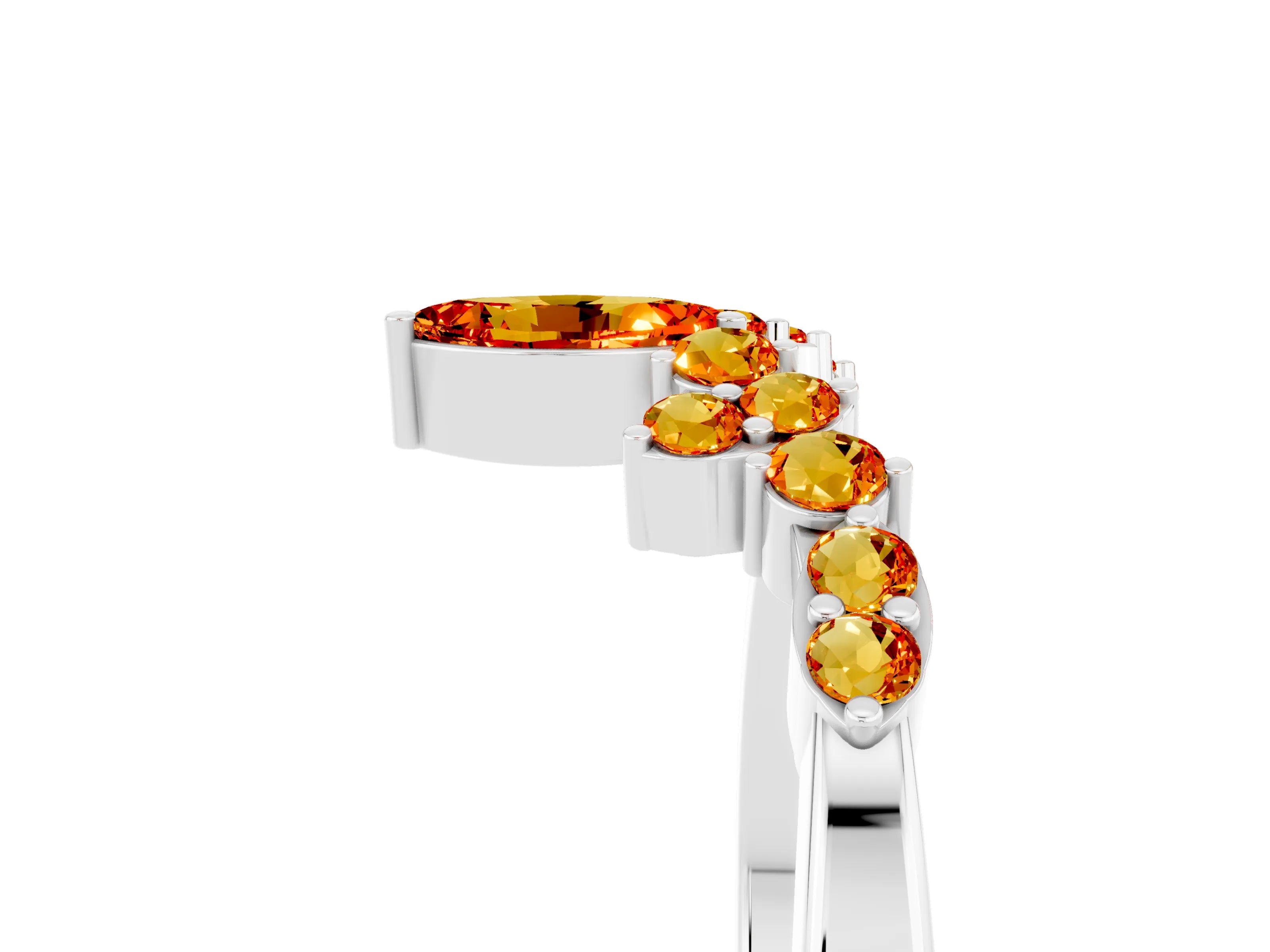 White gold Marquise and Round Citrine Chevron Band with Prong Setting_11