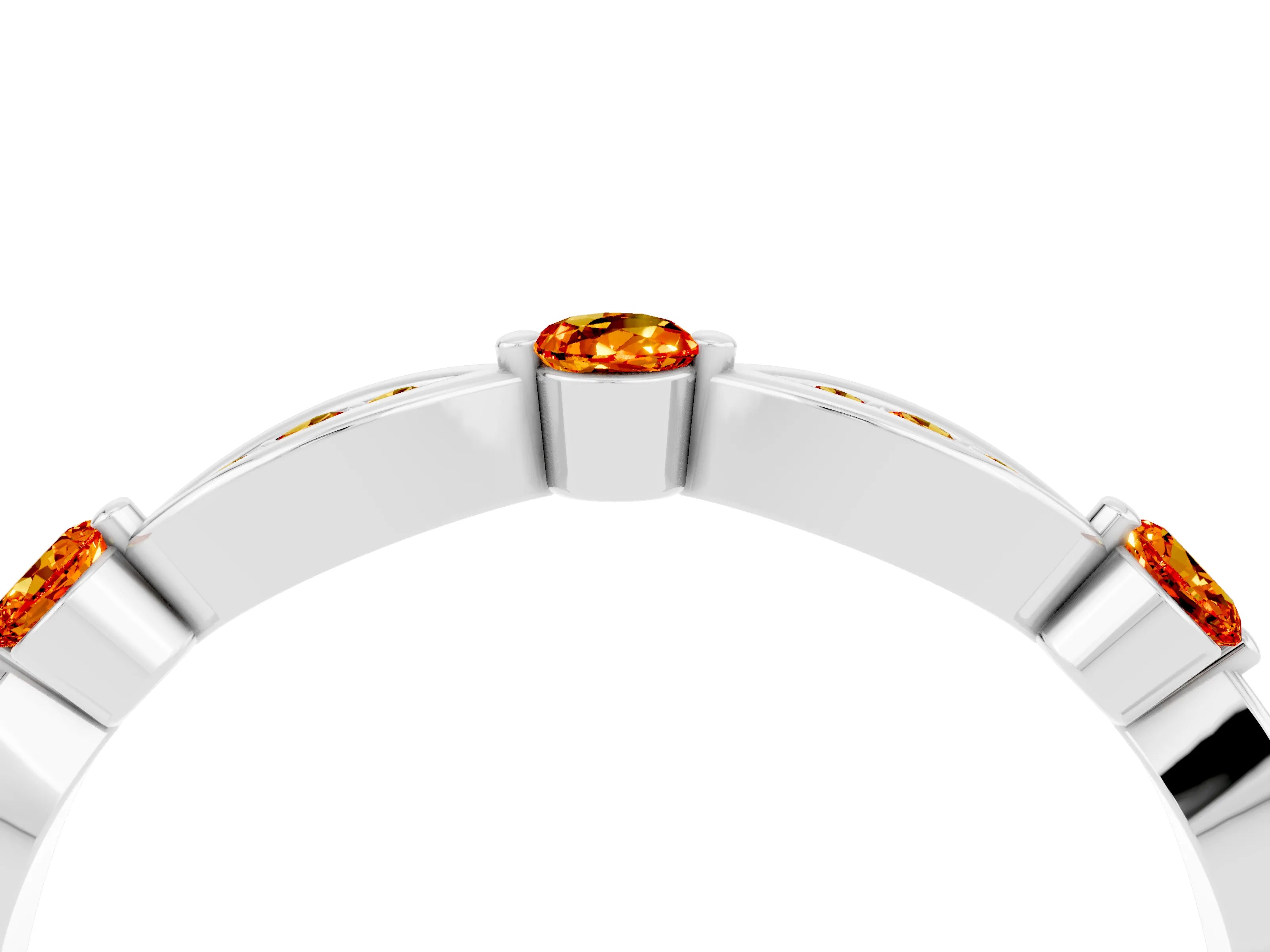White gold Marquise and Round Citrine Milgrain Band with Bezel Setting_10