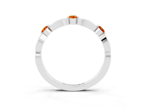 White gold Marquise and Round Citrine Milgrain Band with Bezel Setting_9